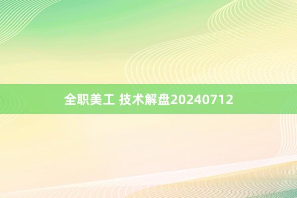 全职美工 技术解盘20240712