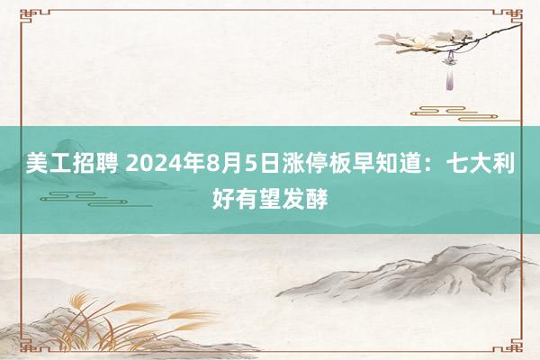 美工招聘 2024年8月5日涨停板早知道：七大利好有望发酵