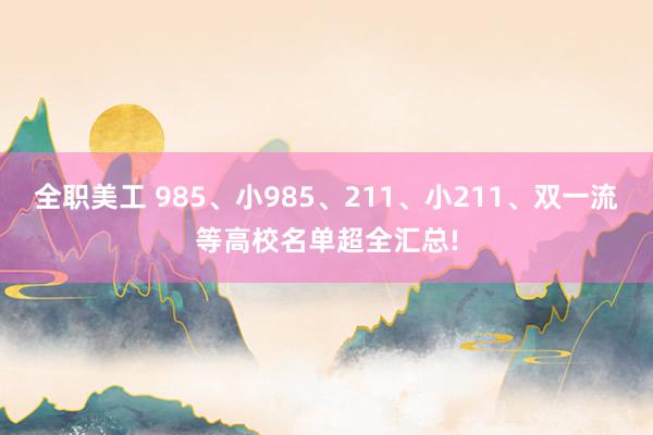 全职美工 985、小985、211、小211、双一流等高校名单超全汇总!