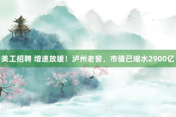 美工招聘 增速放缓！泸州老窖，市值已缩水2900亿